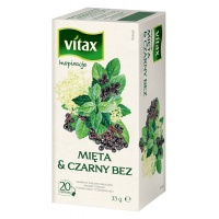Herbata VITAX Inspiracje, mięta i czarny bez, 20 torebek, Herbaty, Artykuły spożywcze