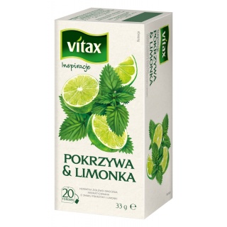 Herbata VITAX Inspiracje, pokrzywa i limonka, 20 torebek, Herbaty, Artykuły spożywcze
