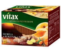 Herbata VITAX, owocowo-ziołowa, morela, rokitnik i imbir, 15 kopert, Herbaty, Artykuły spożywcze