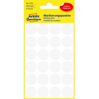 ETYKIETY KÓŁKA śr.18mm BIAŁE, Etykiety samoprzylepne i inne, Galanteria papiernicza