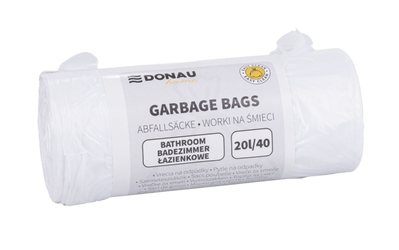 Worki na śmieci DONAU HOME, łazienkowe (HDPE), 20l, 40 szt., białe, Worki, Artykuły higieniczne i dozowniki