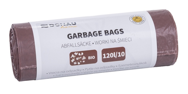 Worki na śmieci DONAU HOME, do segregacji, odpady BIO (LDPE), 120l, 10 szt., brązowe, Worki, Artykuły higieniczne i dozowniki