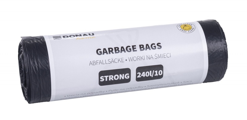 Worki na śmieci DONAU HOME, mocne (LDPE), 240l, 10 szt., czarne, Worki, Artykuły higieniczne i dozowniki