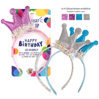 Opaska na włosy LED z koroną TRENDHAUS Birthday Fun, mix kolorów, Gry i zabawki, Gadżety