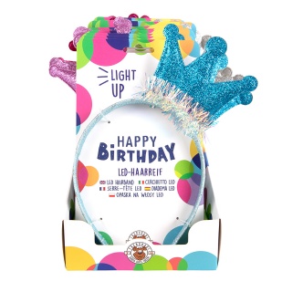 Opaska na włosy LED z koroną TRENDHAUS Birthday Fun, mix kolorów, Gry i zabawki, Gadżety