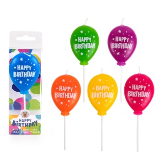Świeczka urodzinowa TRENDHAUS Birthday Fun, balon, mix kolorów, Okolicznościowe, Gadżety
