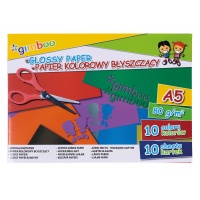 Zeszyt papierów kolorowych błyszczących GIMBOO, A5, 10 kartek, 80gsm, mix kolorów, Papiery specjalne, Papier i etykiety