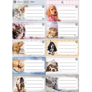 NAKLEJKI NA ZESZYTY THE SWEET PETS KIDS 2ark., Okładki i dodatki, Zeszyty i bloki