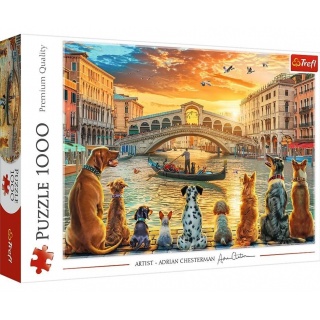 PUZZLE "1000 - Pieski w Wenecji" !!, 1000 elementów, Puzzle