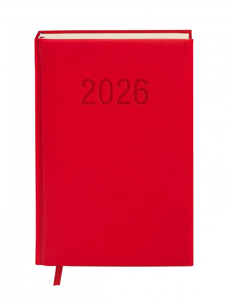 KALENDARZ A5 COLORFIX DNS CZERWONY 2026, Dzienne, Kalendarze
