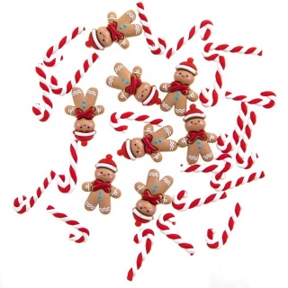 OZDOBY 3D 28szt.GINGERBREAD & CANDY CANES, Boże Narodzenie, Art. świąteczne i okolicznościowe