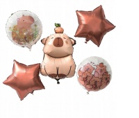 ZESTAW MAT.BALON&Oacute;W FOL.KAPIBARA 5szt.GWIAZDKA