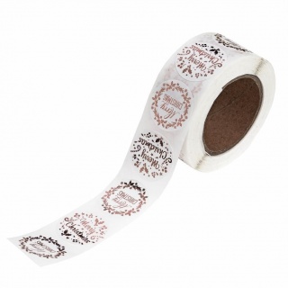 NAKLEJKI NA ROLCE 2,5cm.CHRISTMAS ROSE GOLD 500szt, Naklejki, Art. kreatywne