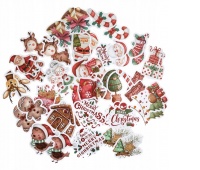 NAKLEJKI WINYLOWE ŚWIĄT.4-6cm.46szt.COZY CHRISTMAS, Naklejki, Art. kreatywne