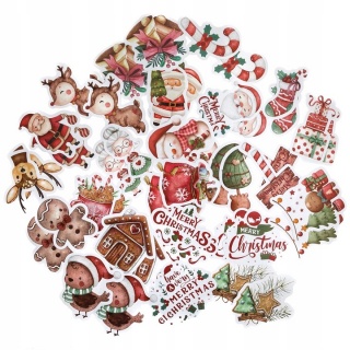 NAKLEJKI WINYLOWE ŚWIĄT.4-6cm.46szt.COZY CHRISTMAS, Naklejki, Art. kreatywne
