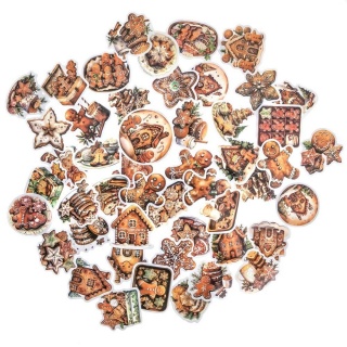 NAKLEJKI WINYLOWE ŚWIĄT.4-6cm.50szt.GINGERBREAD, Naklejki, Art. kreatywne