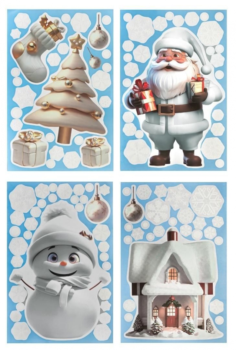 ELEKTROST.NAKLEJKI NA SZYBĘ 113szt.WHITE CHRISTMAS, Boże Narodzenie, Art. świąteczne i okolicznościowe