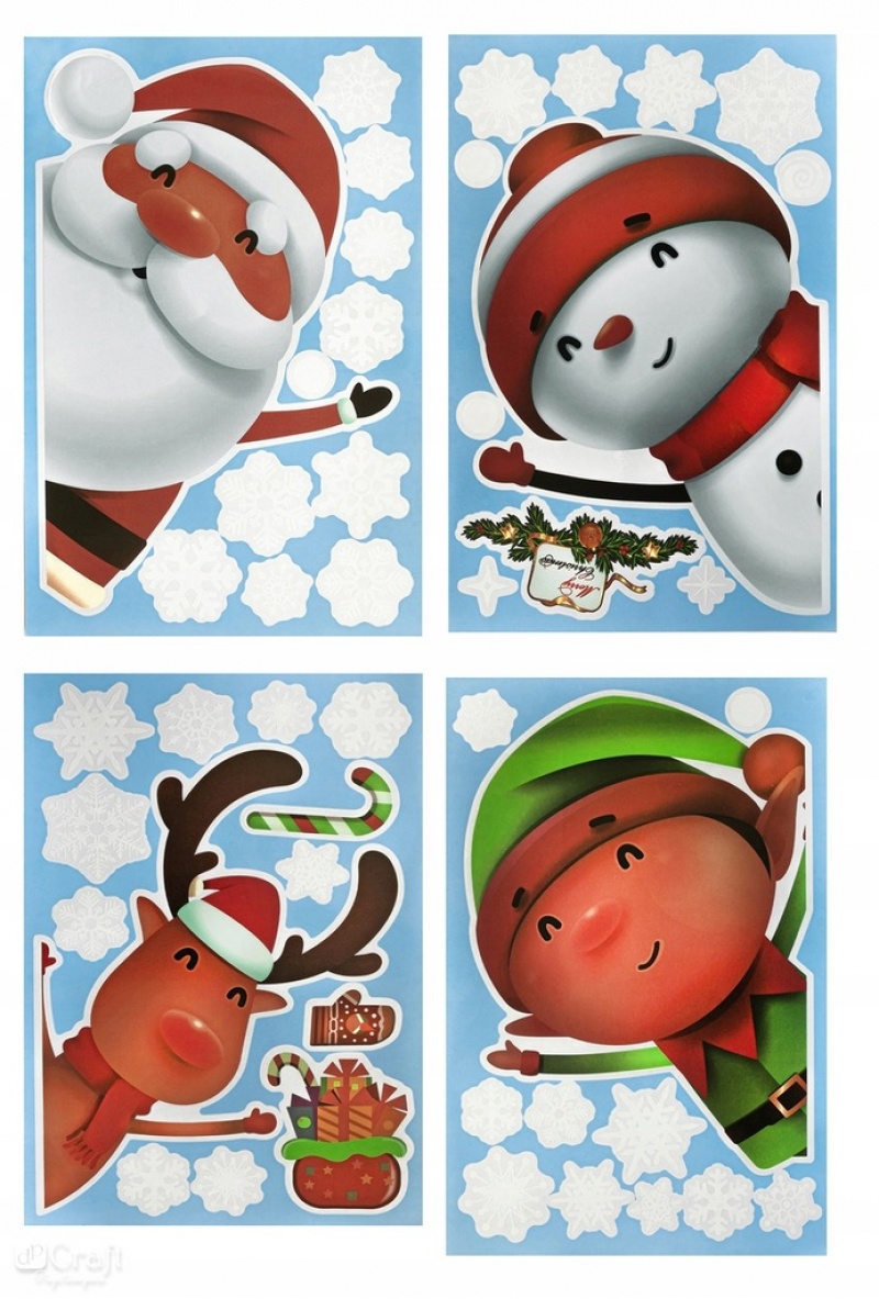 ELEKTROST.NAKLEJKI NA SZYBĘ 46szt.JOLLY CHRISTMAS, Boże Narodzenie, Art. świąteczne i okolicznościowe