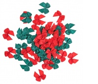 MINI KOKARDKI SATYNOWE 50szt.CZERWONE, ZIELONE, Artykuły zdobnicze, Art. kreatywne