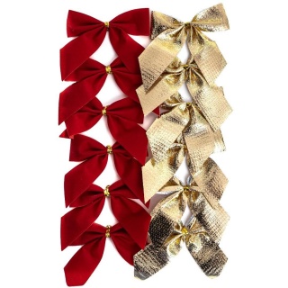KOKARDKI DEKORACYJNE 12szt.CZERWONE, ZŁOTE, Artykuły zdobnicze, Art. kreatywne