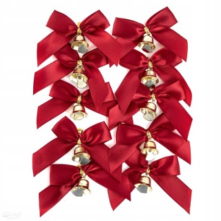 KOKARDKI Z DZWONECZKAMI 10szt.CZERWONE, Artykuły zdobnicze, Art. kreatywne