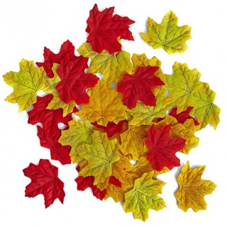 MATERIAŁOWE JESIENNE LIŚCIE 7-8cm.48szt., Pozostałe, Art. kreatywne