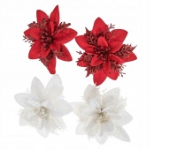 KWIATY POINSECJI 14cm.BIAŁE, CZERWONE 4szt.