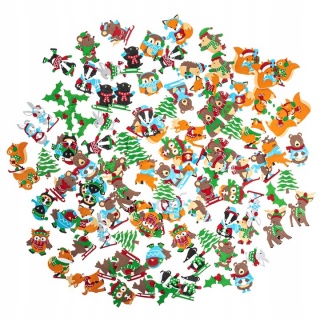 NAKLEJKI Z PIANKI ZIMOWE ZWIERZĄTKA 120szt., Naklejki, Art. kreatywne