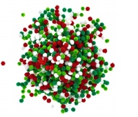 POMPONY POLIESTROWE 1cm.BIAŁE,CZERW.,ZIEL.1000szt., Pompony, Art. kreatywne