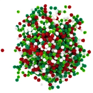 POMPONY POLIESTROWE 1cm.BIAŁE,CZERW.,ZIEL.1000szt., Pompony, Art. kreatywne