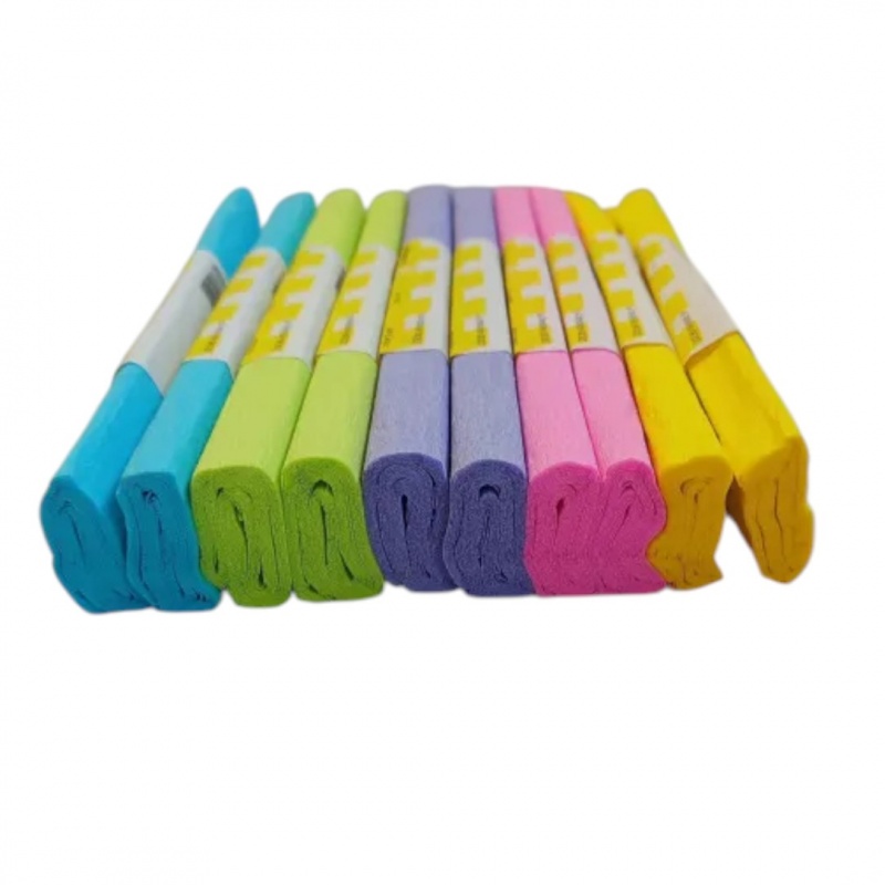 BIBUŁA MARSZCZONA 25x200cm MIX KOL. PASTEL10szt, Bibuła, krepina, Plastyka