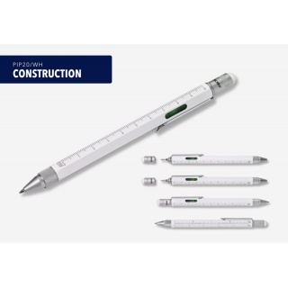Długopis wielozadaniowy TROIKA Construction, biały, Długopisy, Artykuły do pisania i korygowania