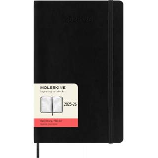 Kalendarz dzienny MOLESKINE 2025/26, 18M, L, miękka oprawa, 13x21cm, czarny, Kalendarze, Zeszyty i bloki