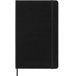 Kalendarz dzienny MOLESKINE 2025/26, 18M, L, twarda oprawa, 13x21cm, czarny, Kalendarze, Zeszyty i bloki
