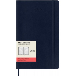 Kalendarz dzienny MOLESKINE 2026, 12M, L, miękka oprawa, 13x21cm, sapphire blue, Kalendarze, Zeszyty i bloki