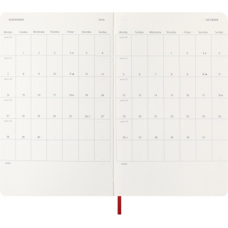 Kalendarz dzienny MOLESKINE 2026, 12M, L, miękka oprawa, 13x21cm, scarlet red, Kalendarze, Zeszyty i bloki