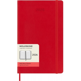 Kalendarz dzienny MOLESKINE 2026, 12M, L, miękka oprawa, 13x21cm, scarlet red, Kalendarze, Zeszyty i bloki