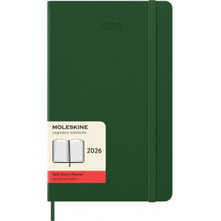 Kalendarz dzienny MOLESKINE 2026, 12M, L, twarda oprawa, 13x21cm, myrtle green, Kalendarze, Zeszyty i bloki