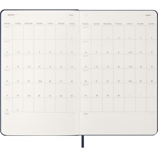 Kalendarz dzienny MOLESKINE 2026, 12M, L, twarda oprawa, 13x21cm, sapphire blue, Kalendarze, Zeszyty i bloki