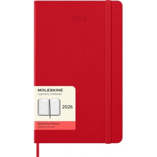 Kalendarz dzienny MOLESKINE 2026, 12M, L, twarda oprawa, 13x21cm, scarlet red, Kalendarze, Zeszyty i bloki