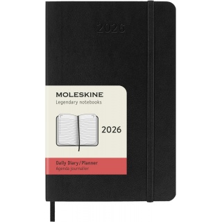 Kalendarz dzienny MOLESKINE 2026, 12M, P, miękka oprawa, 9x14cm, czarny, Kalendarze, Zeszyty i bloki