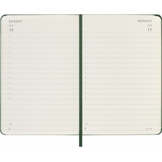 Kalendarz dzienny MOLESKINE 2026, 12M, P, twarda oprawa, 9x14cm, myrtle green, Kalendarze, Zeszyty i bloki