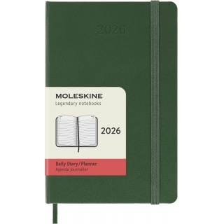 Kalendarz dzienny MOLESKINE 2026, 12M, P, twarda oprawa, 9x14cm, myrtle green, Kalendarze, Zeszyty i bloki