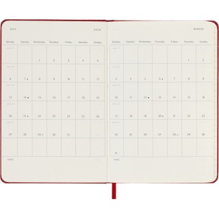 Kalendarz dzienny MOLESKINE 2026, 12M, P, twarda oprawa, 9x14cm, scarlet red, Kalendarze, Zeszyty i bloki