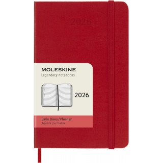 Kalendarz dzienny MOLESKINE 2026, 12M, P, twarda oprawa, 9x14cm, scarlet red, Kalendarze, Zeszyty i bloki