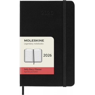 Kalendarz dzienny MOLESKINE 2026, 12M, P, twarda oprawa, 9x14cm, czarny, Kalendarze, Zeszyty i bloki