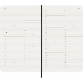 Kalendarz miesięczny MOLESKINE 2026, 12M, L, miękka oprawa, 13x21cm, czarny, Kalendarze, Zeszyty i bloki