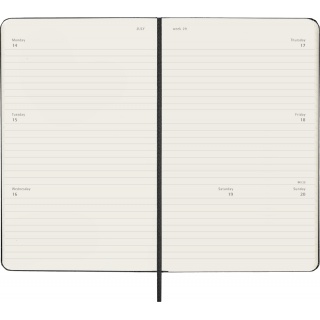Kalendarz tygodniowy horyzontalny MOLESKINE 2025/26, 18M, L, twarda oprawa, 13x21cm, czarny, Kalendarze, Zeszyty i bloki