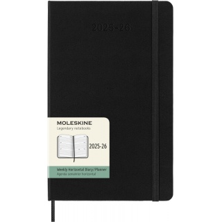 Kalendarz tygodniowy horyzontalny MOLESKINE 2025/26, 18M, L, twarda oprawa, 13x21cm, czarny, Kalendarze, Zeszyty i bloki