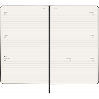 Kalendarz tygodniowy horyzontalny MOLESKINE 2026, 12M, L, twarda oprawa, 13x21cm, czarny, Kalendarze, Zeszyty i bloki